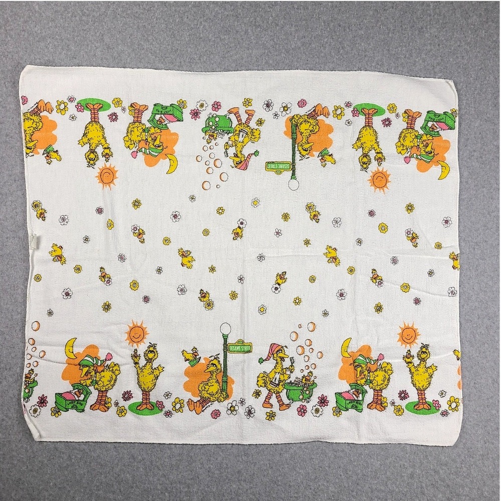 Vintage Sesame Street Big Bird Baby Receiving Blanket Toddletime Cotton 30x40